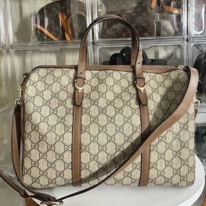 Boston 35 Gucci Tan and Brown Monogram  Bag